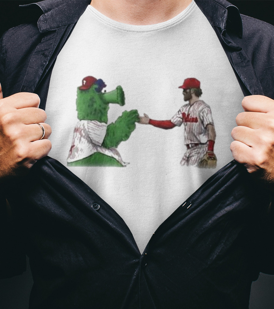 Best Friends The Phillies Phanatic And His Pookie Handshake Moment T-Shirt
