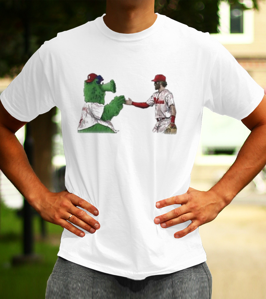 Best Friends The Phillies Phanatic And His Pookie Handshake Moment T-Shirt