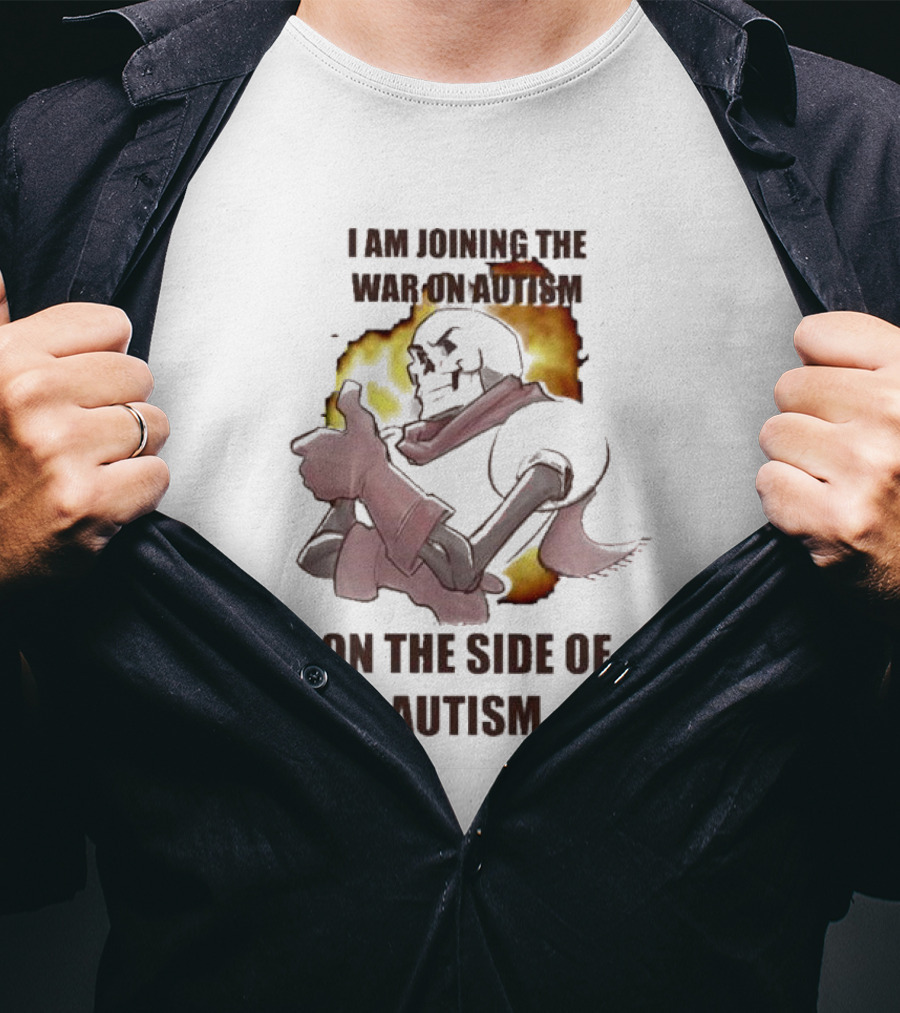 Joining The War On Autism On The Side Of Autism Thumbs Up Flame Background T-Shirt
