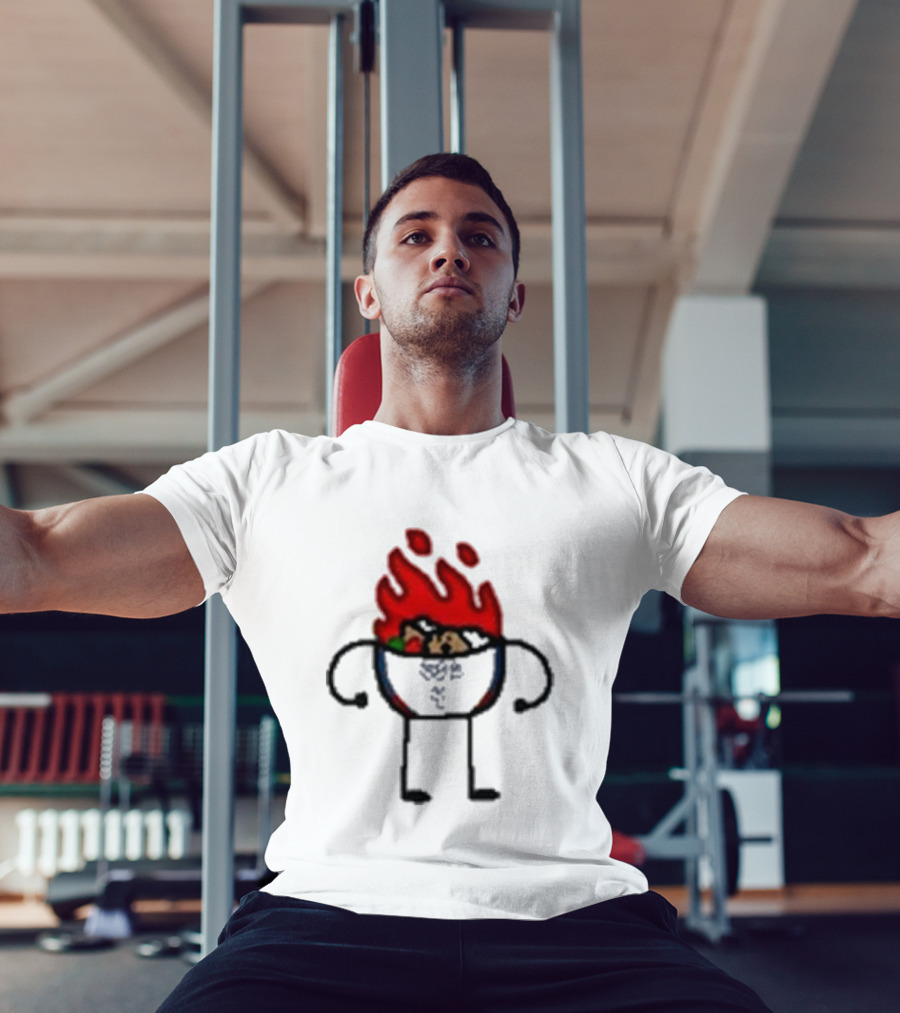Paint Hot Curry Animated Flame Bowl With Stick Figure Arms Legs T-Shirt