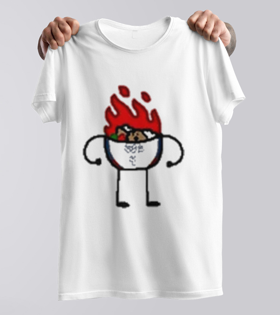 Paint Hot Curry Animated Flame Bowl With Stick Figure Arms Legs T-Shirt