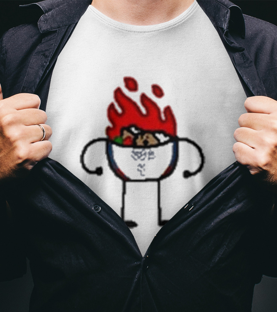 Paint Hot Curry Animated Flame Bowl With Stick Figure Arms Legs T-Shirt