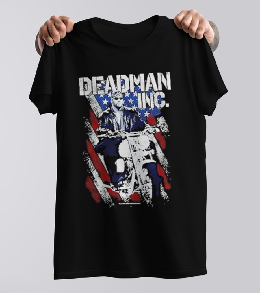 WWE Undertaker Deadman Inc American Flag Motorcycle Rider T-Shirt