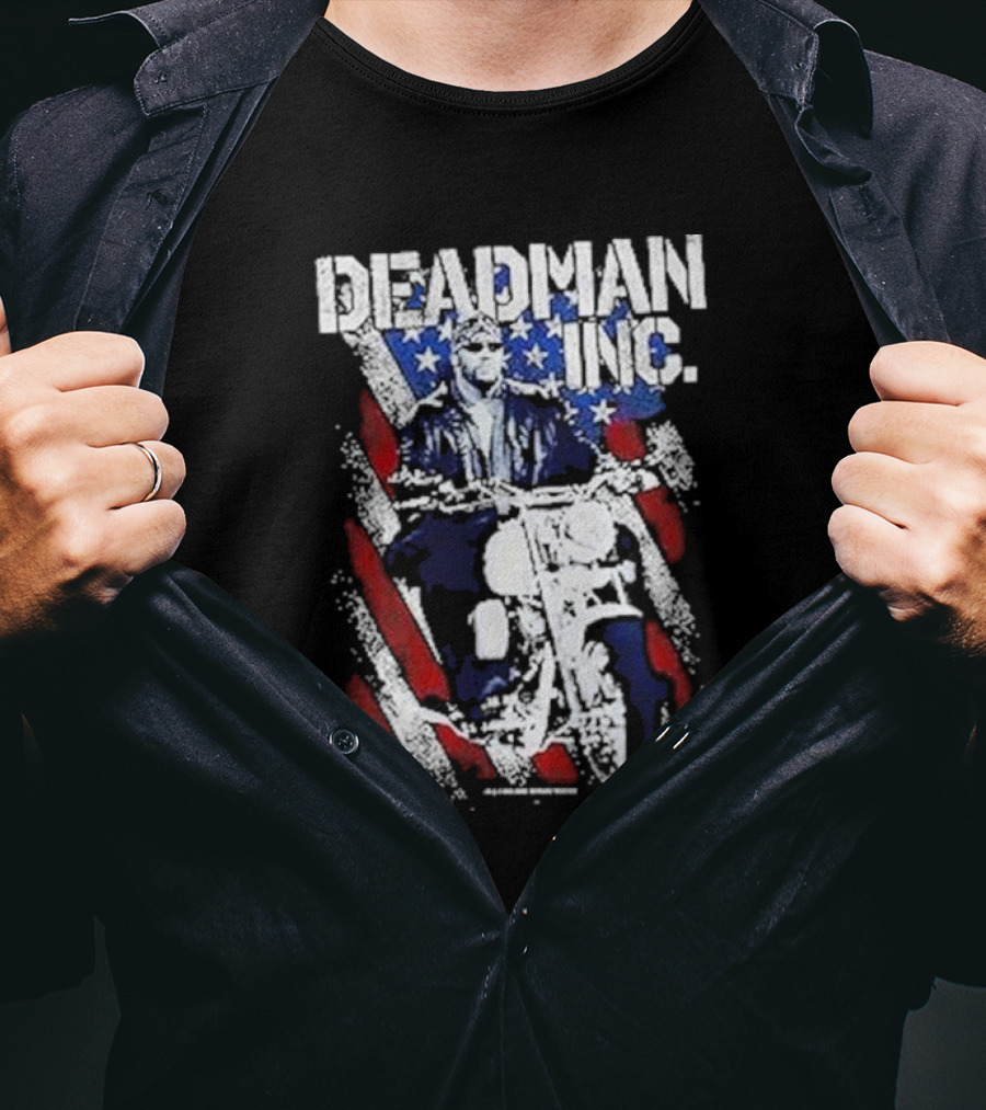 WWE Undertaker Deadman Inc American Flag Motorcycle Rider T-Shirt
