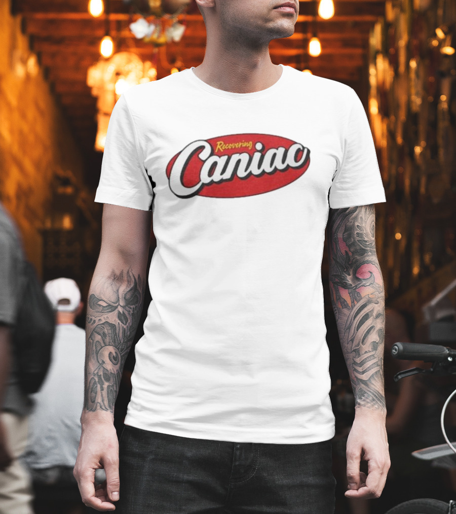 Middle Class Fancy Recovering Caniac Retro Style Bold Red Oval T-Shirt