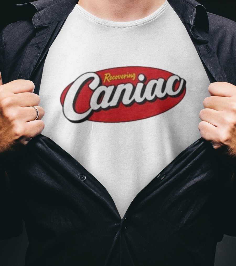 Middle Class Fancy Recovering Caniac Retro Style Bold Red Oval T-Shirt