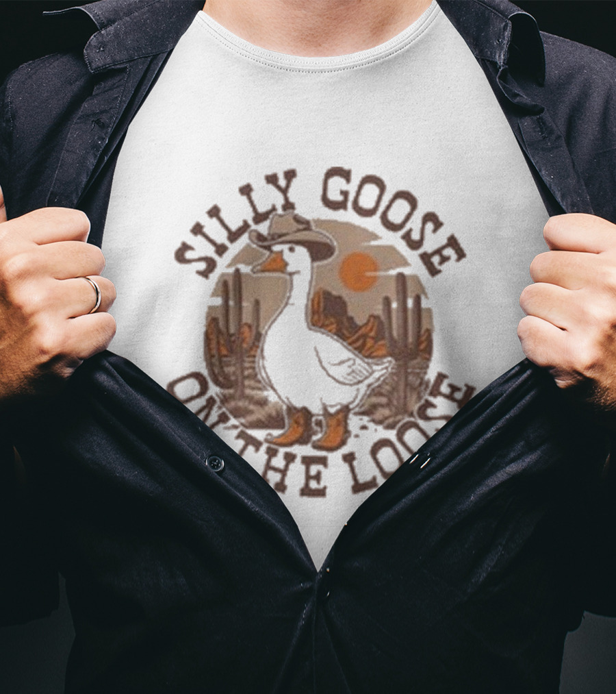 Silly Goose On The Loose Cowboy Desert Scene T-Shirt