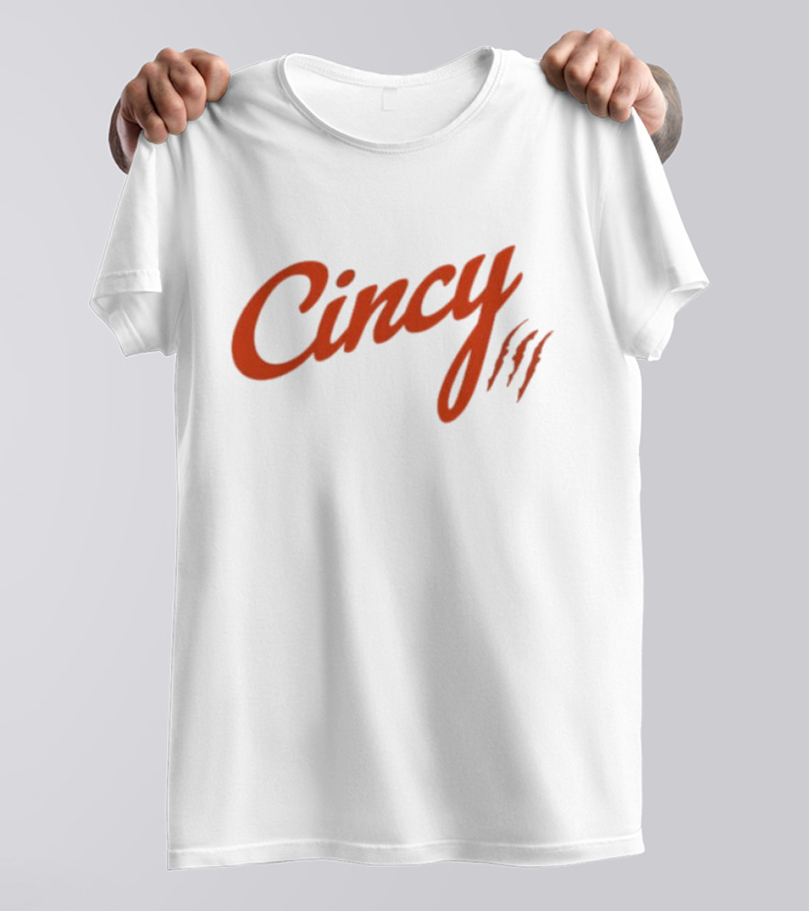 Cincy Script With Orange Claw Marks T-Shirt