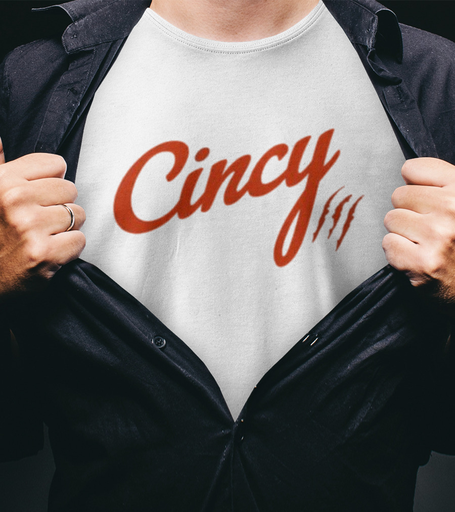 Cincy Script With Orange Claw Marks T-Shirt