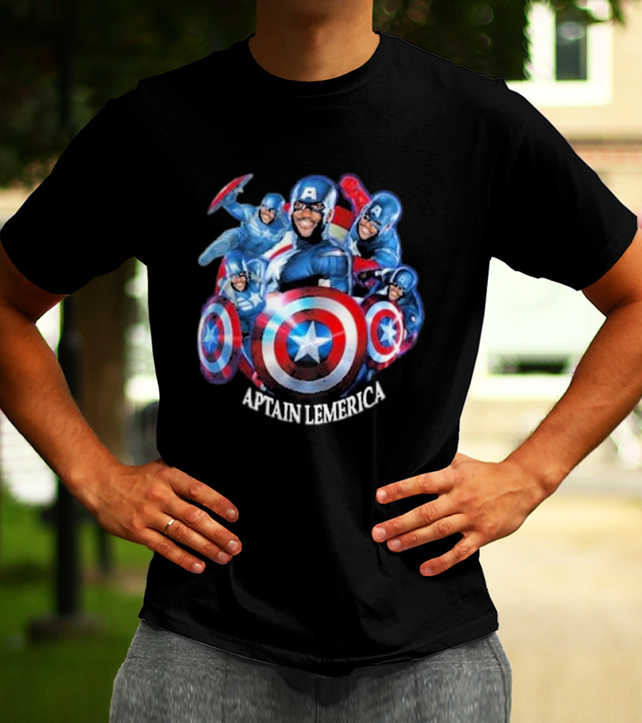 Captain Lemerica Superhero Parody Shield Characters T-Shirt
