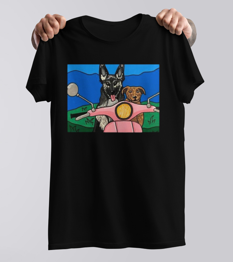 Pinkscooter Vespa Dogs Adventure T-Shirt
