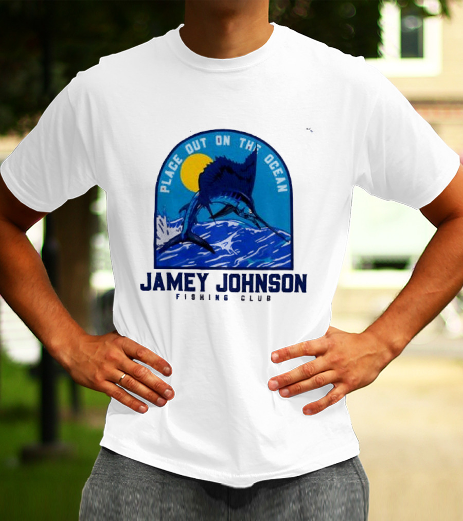 Place Out On The Ocean Jamey Johnson Fishing Club Marlin Jumping T-Shirt