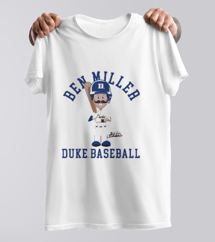 Ben Miller Duke Baseball Chibi Cartoon Signature T-Shirt