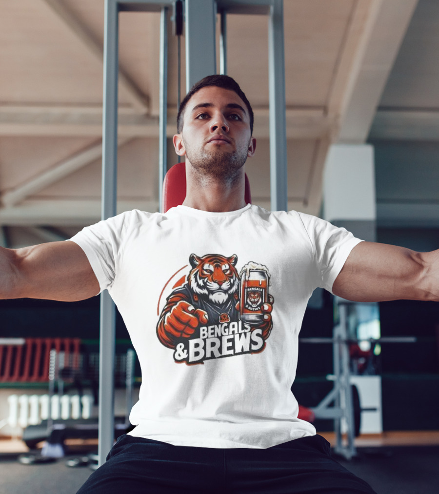 Bengals And Brews Tiger Beer Mug Football Fan T-Shirt