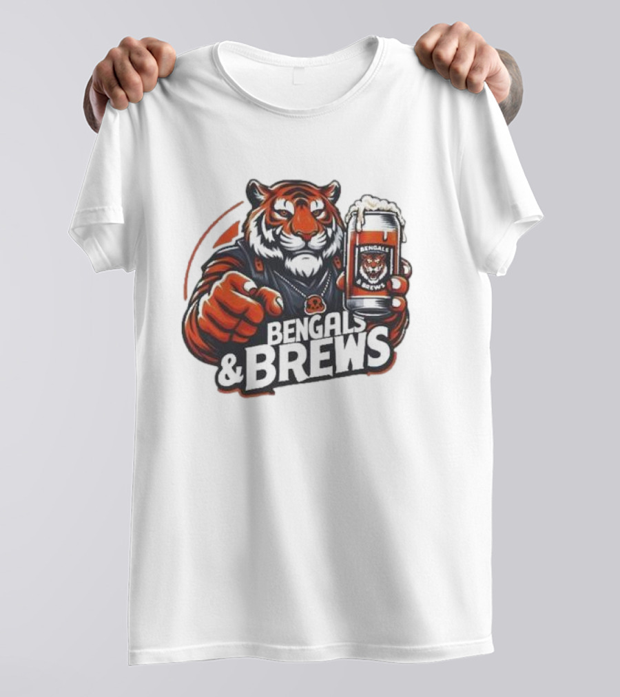 Bengals And Brews Tiger Beer Mug Football Fan T-Shirt