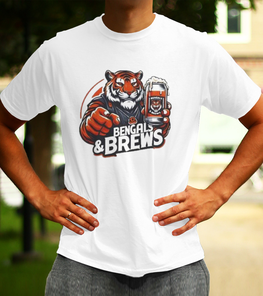 Bengals And Brews Tiger Beer Mug Football Fan T-Shirt