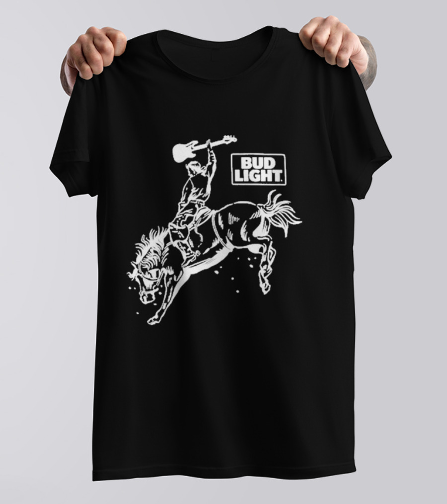 Bud Light Guitar Riding Rodeo Horse T-Shirt