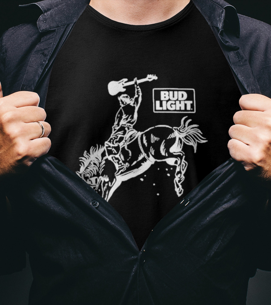 Bud Light Guitar Riding Rodeo Horse T-Shirt