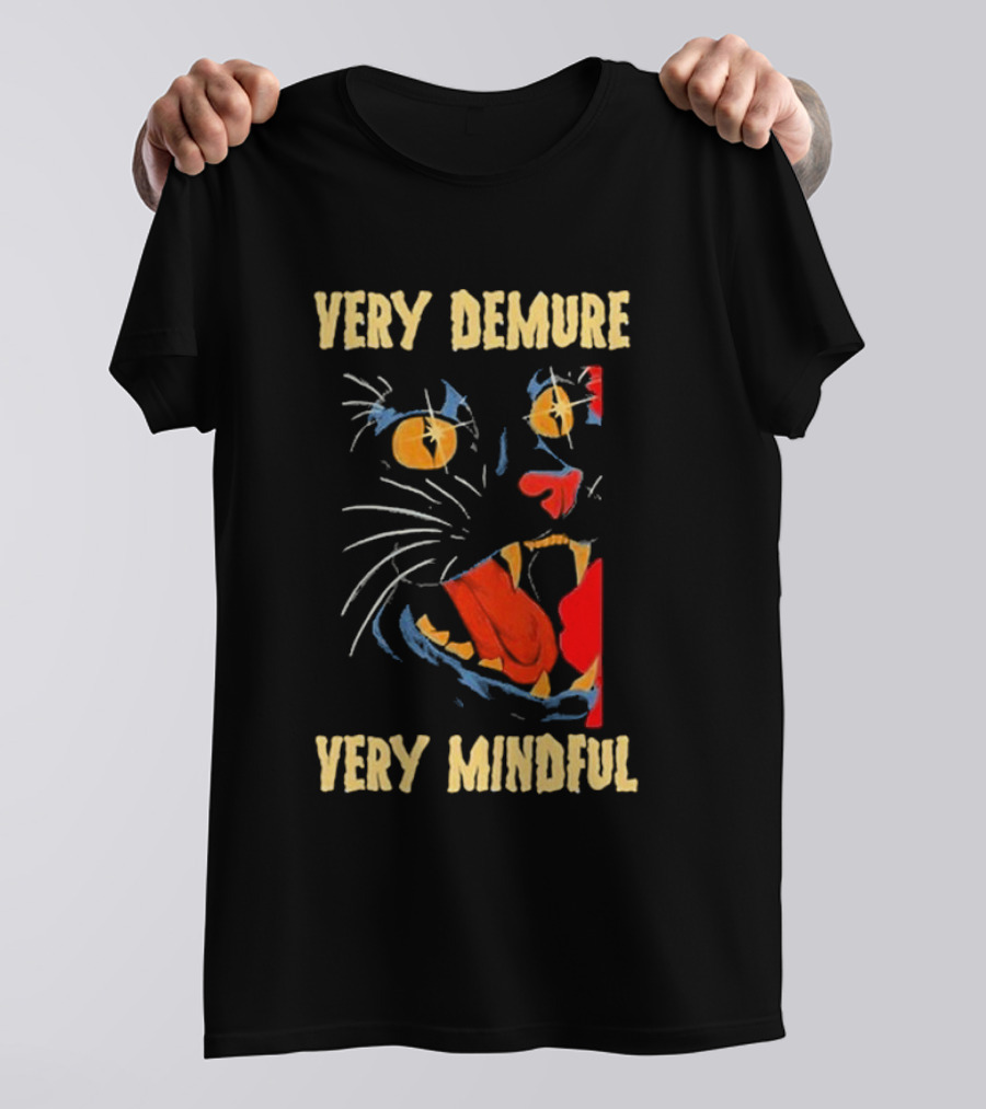 Very Demure Very Mindful Black Cat T-Shirt
