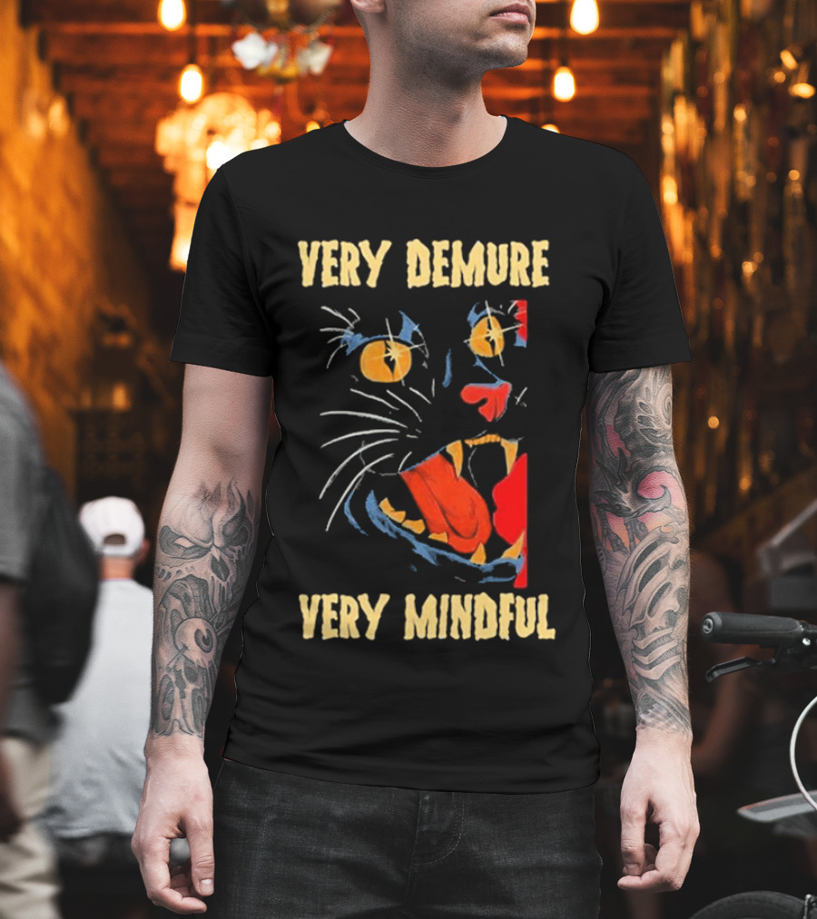 Very Demure Very Mindful Black Cat T-Shirt