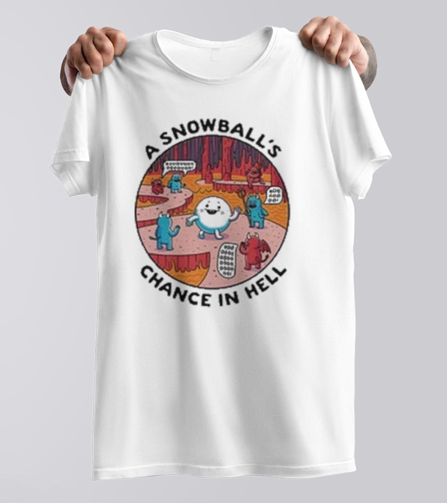 A Snowball’s Chance In Hell Blue And Red Demon Cartoon Scene T-Shirt