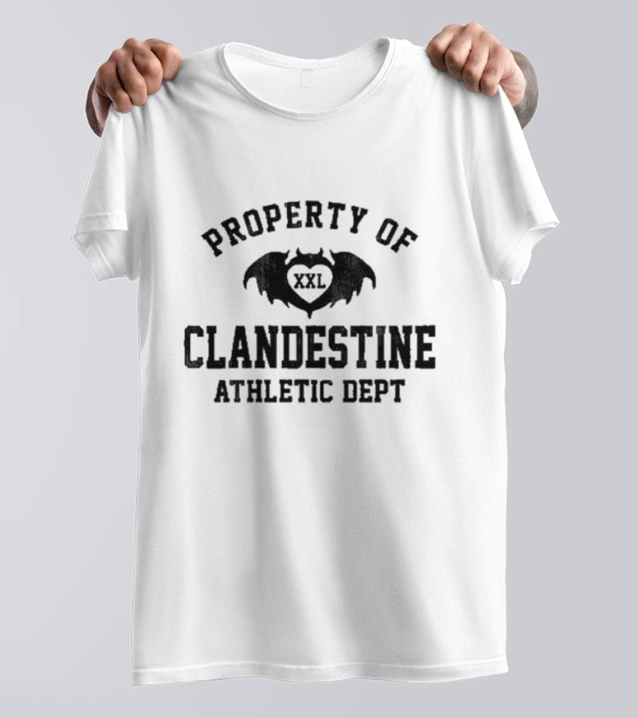 Property Of Clandestine Athletic Dept XXL Bat Wings Heart T-Shirt