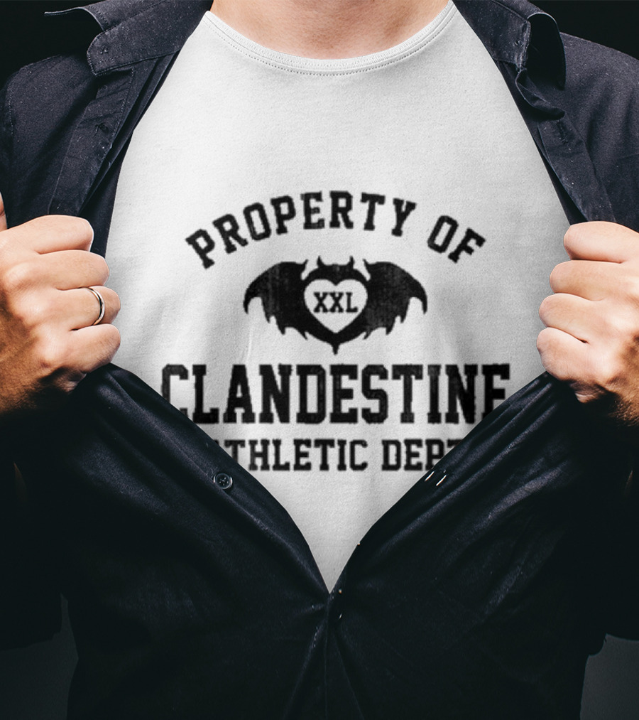 Property Of Clandestine Athletic Dept XXL Bat Wings Heart T-Shirt