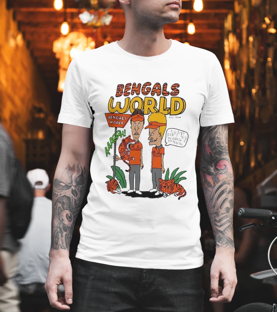 Bengals World Cincinnati NFL X Homage X Beavis And Butt-head Aaagh T-Shirt