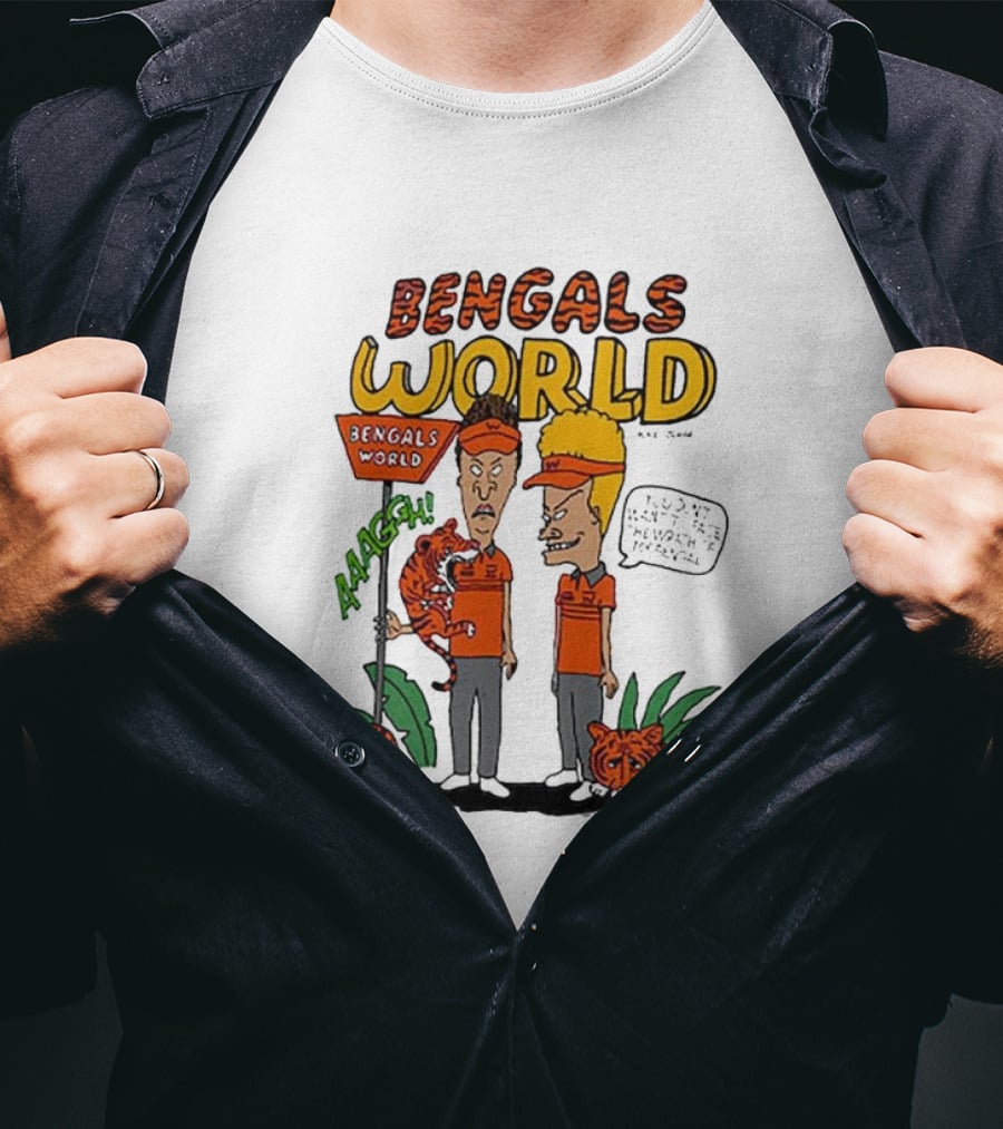 Bengals World Cincinnati NFL X Homage X Beavis And Butt-head Aaagh T-Shirt
