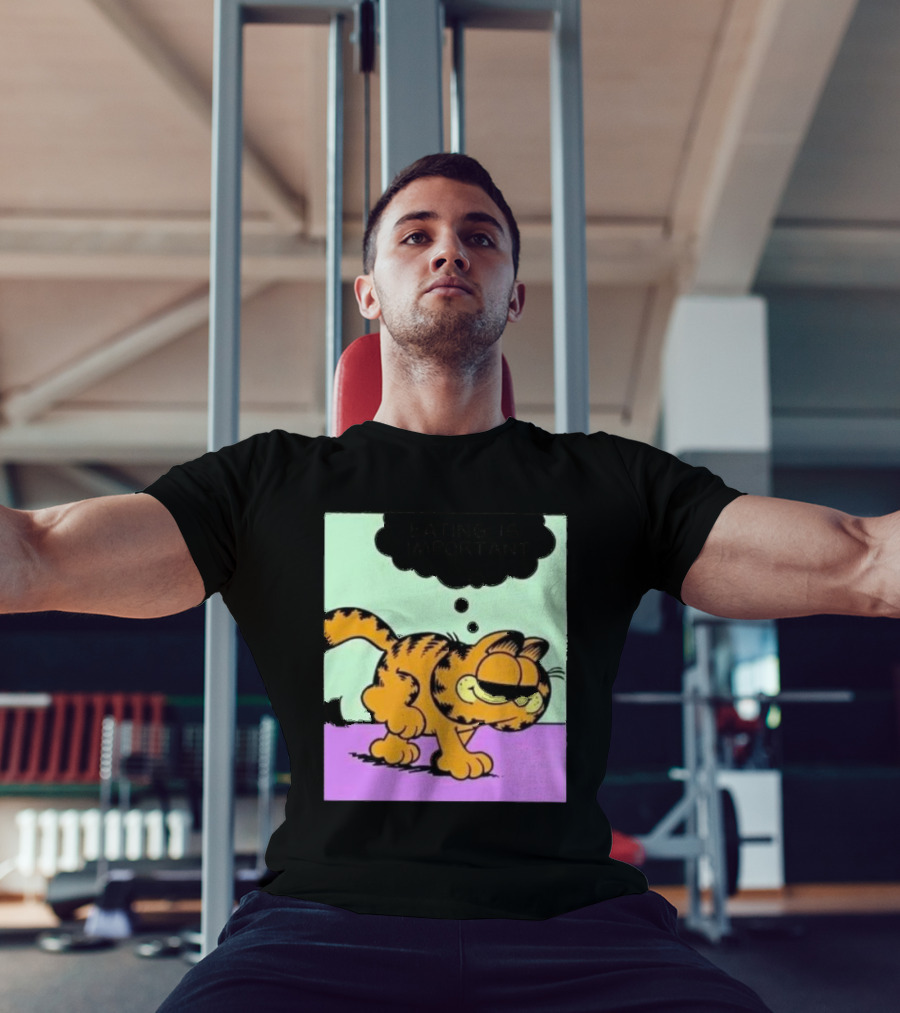 Garfield Eating Is Important Cartoon Character Comic Strip Image T-Shirt