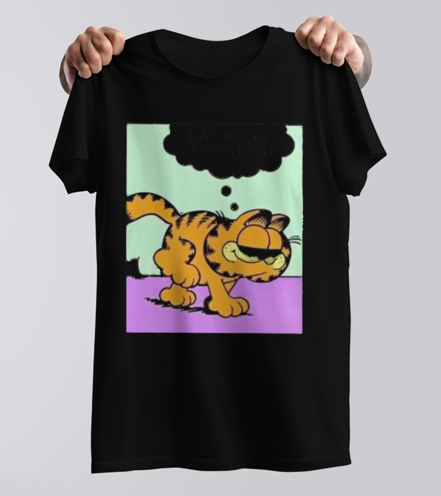 Garfield Eating Is Important Cartoon Character Comic Strip Image T-Shirt