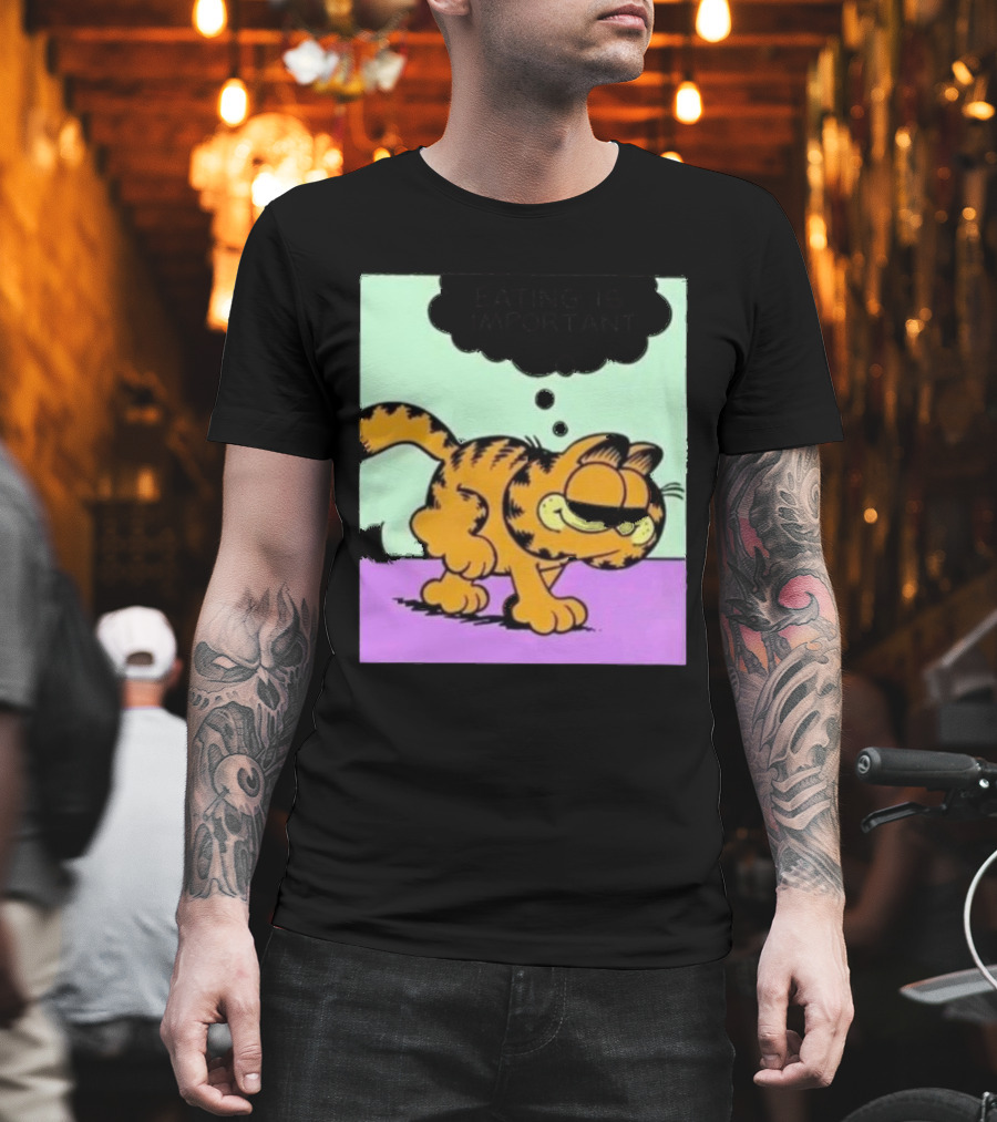 Garfield Eating Is Important Cartoon Character Comic Strip Image T-Shirt