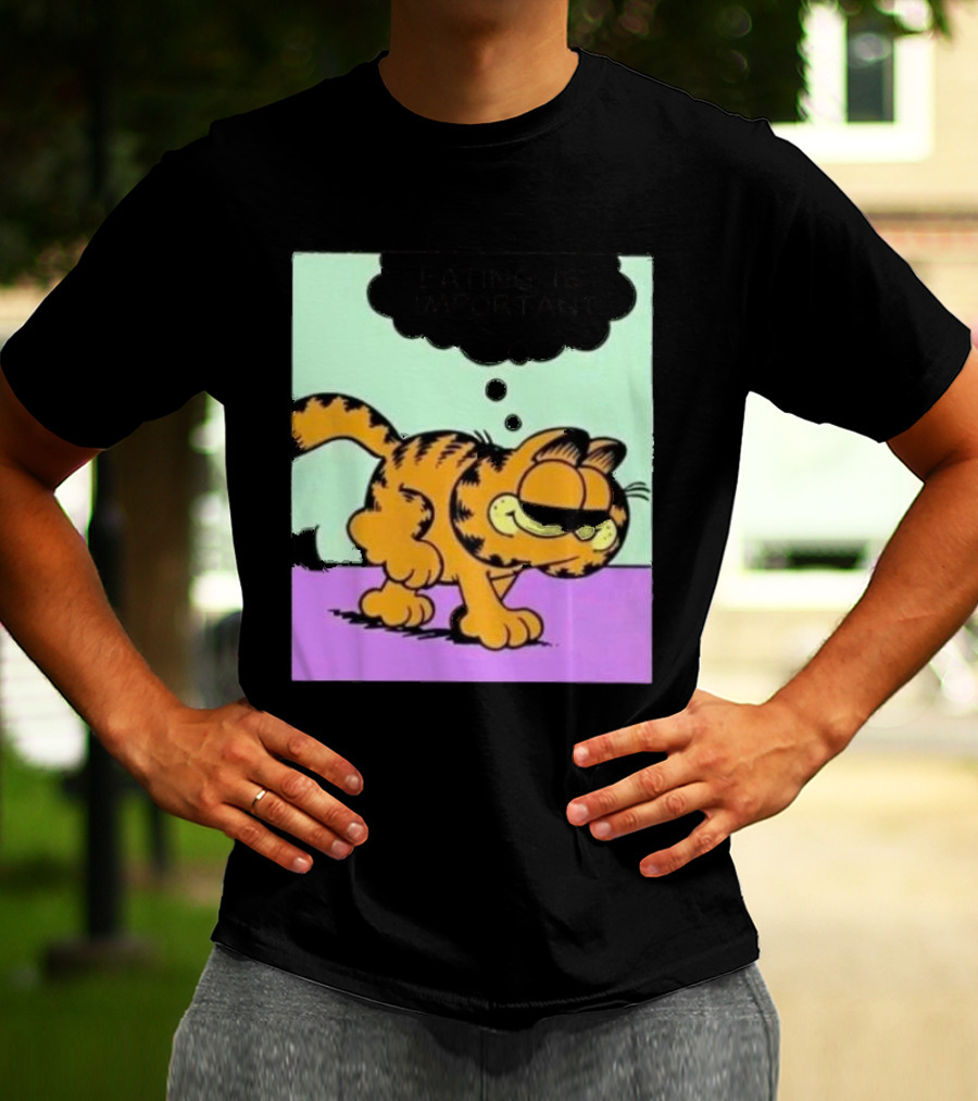 Garfield Eating Is Important Cartoon Character Comic Strip Image T-Shirt