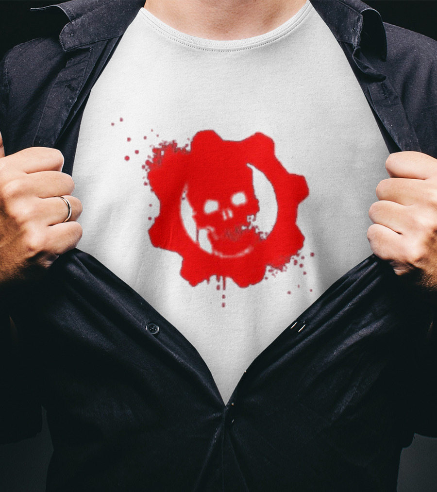 Gears Of War Crimson Omen Icon In Red With Skull T-Shirt