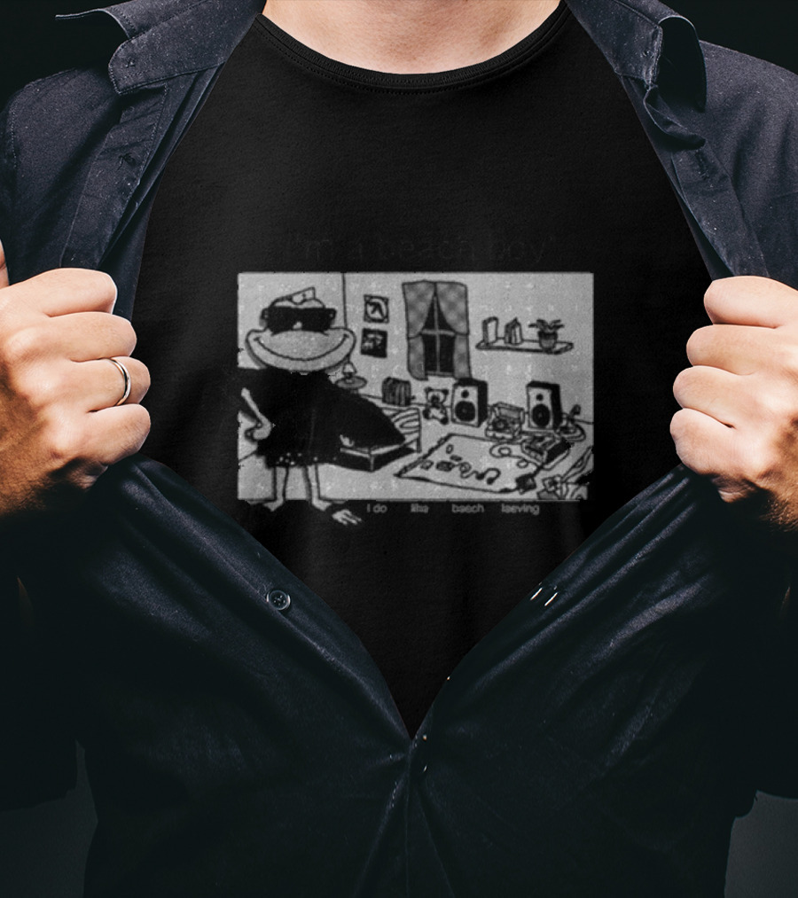 I’m A Beach Boy I Do Not Like The Beach Or Leaving My House Retro Cartoon Bedroom Scene T-Shirt