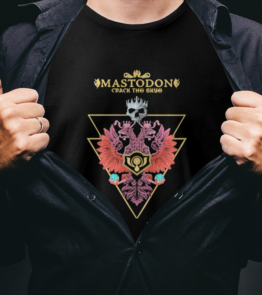 Mastodon Crack The Skye Geometric Skull Double Eagle Triangle T-Shirt