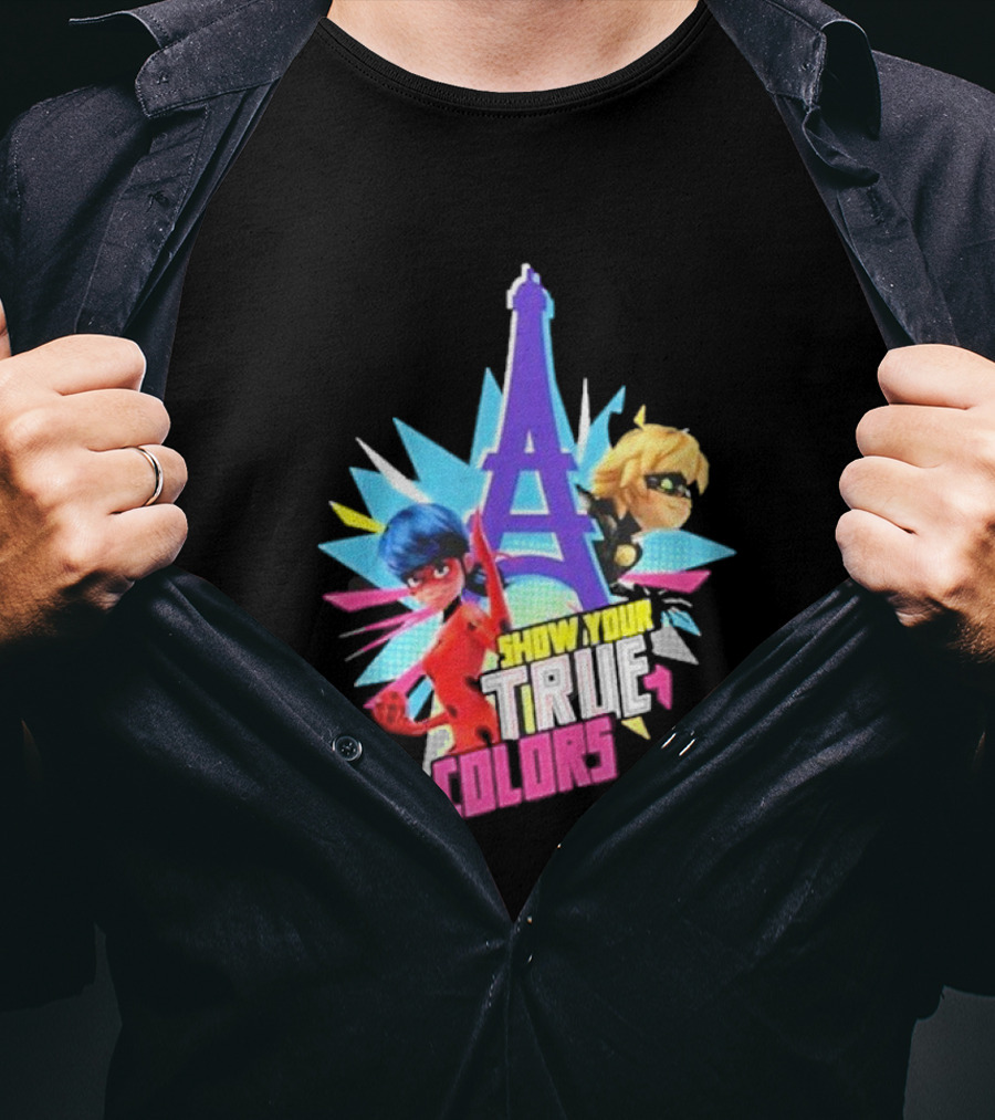 Miraculous Ladybug And Cat Noir Show Your True Colors Paris Eiffel Tower T-Shirt