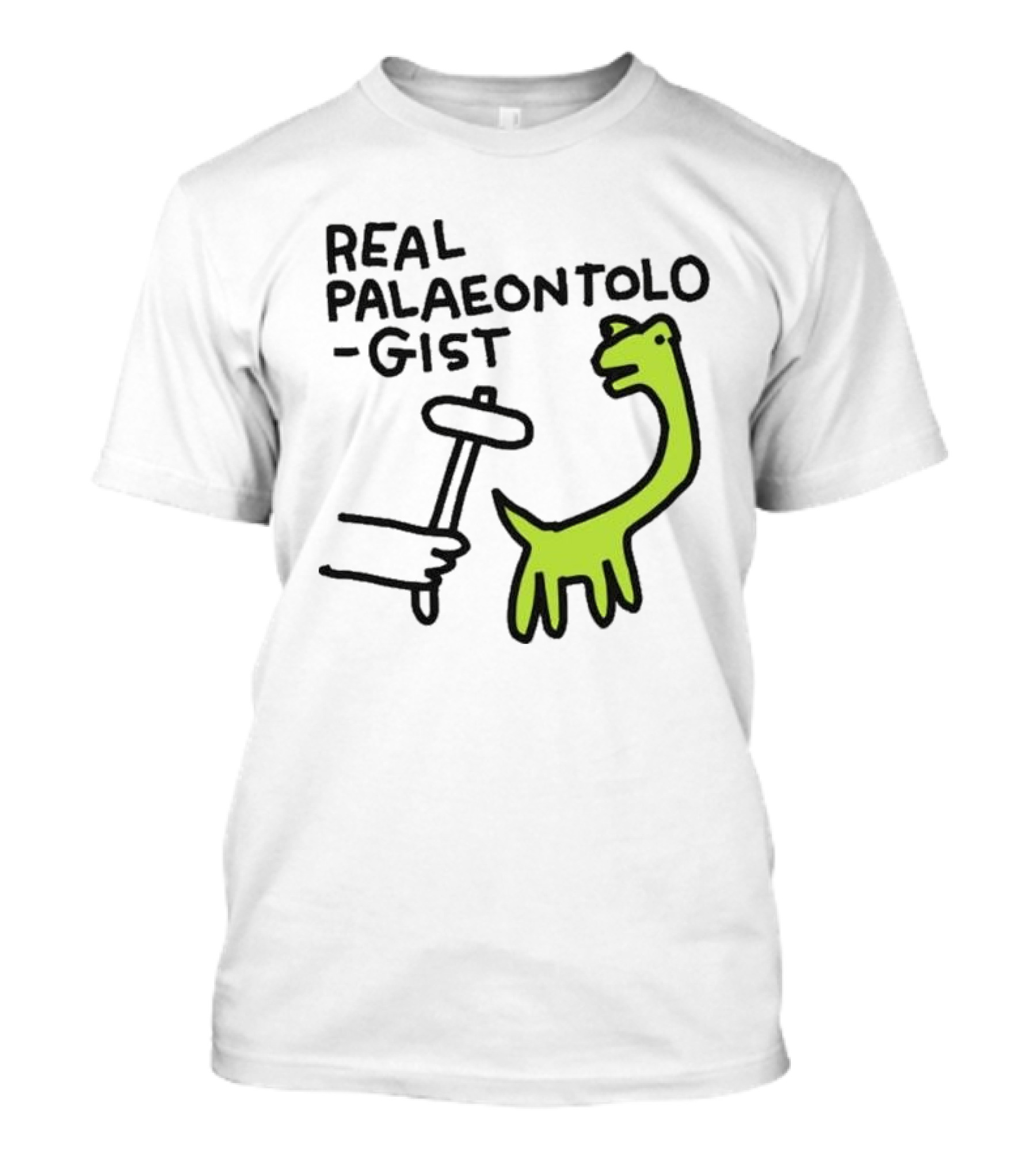 Real Palaeontologist Dinosaur Hammer Green Hand Drawing T-Shirt