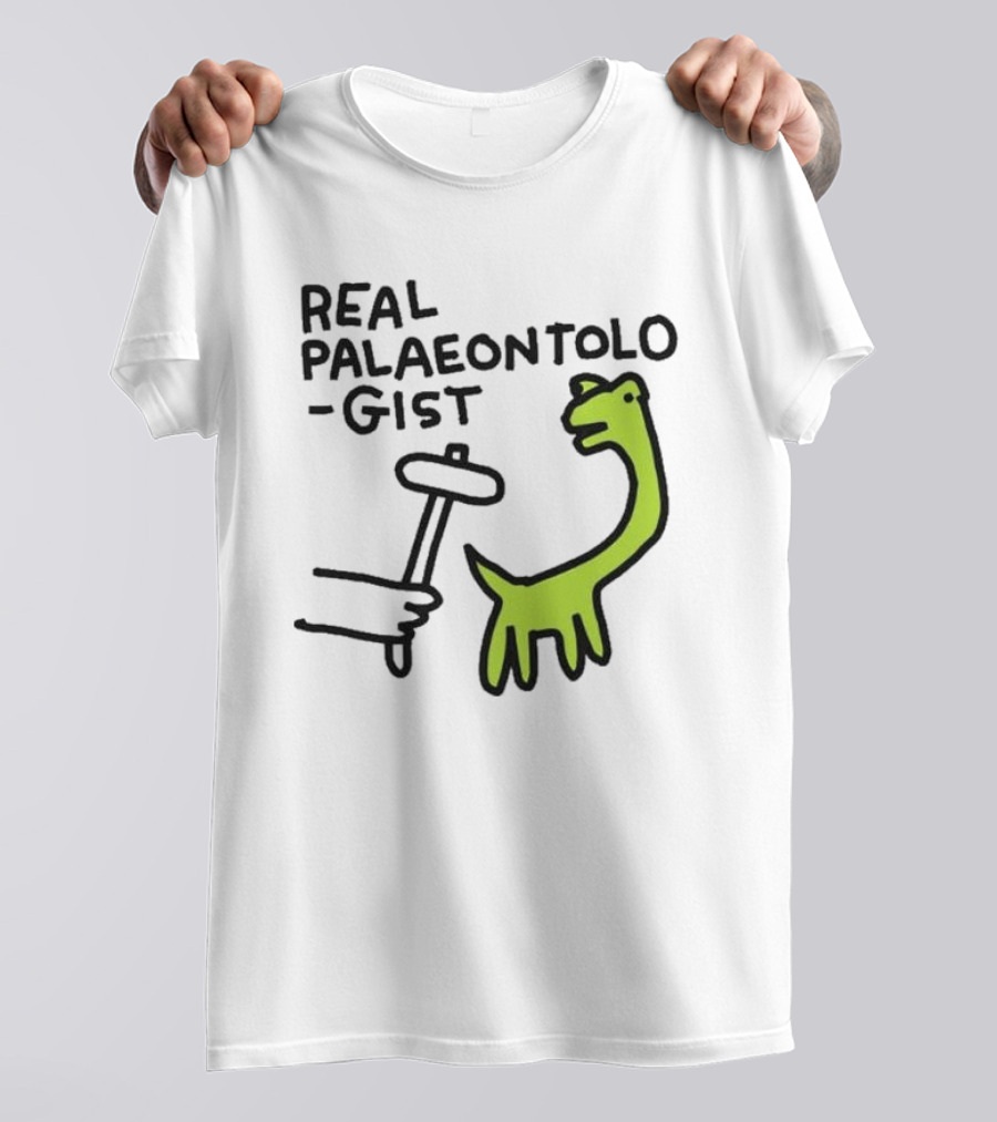 Real Palaeontologist Dinosaur Hammer Green Hand Drawing T-Shirt