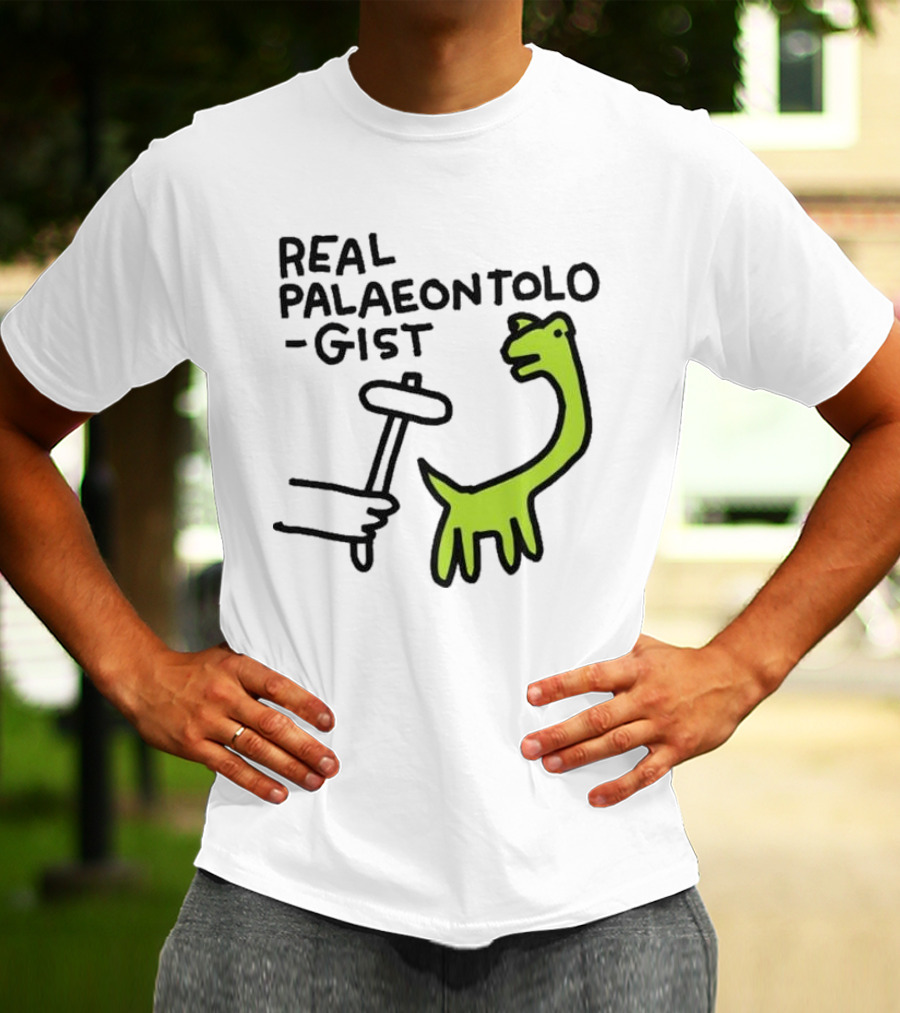 Real Palaeontologist Dinosaur Hammer Green Hand Drawing T-Shirt