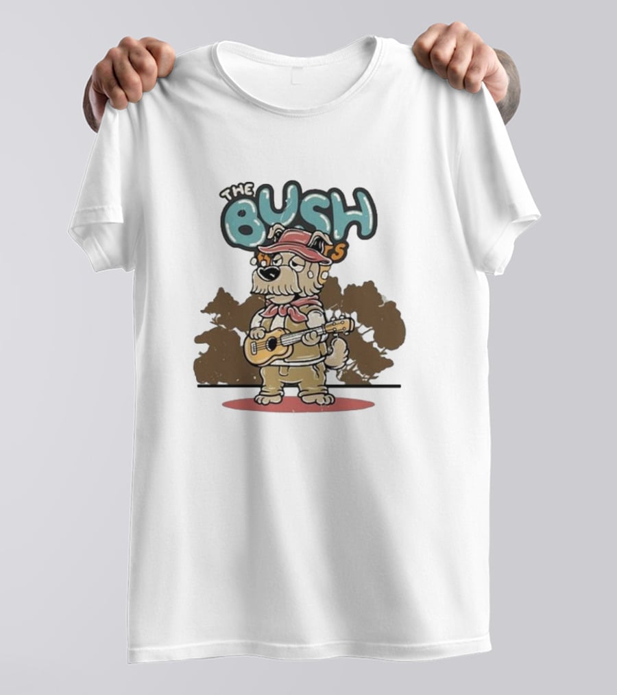 The Bush Bandits Kelpie Dog Wearing Cork Hat And Playing Guitar T-Shirt