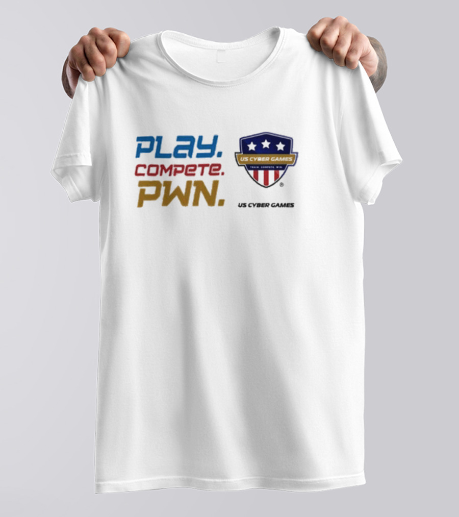 US Cyber Games Play Compete Pwn Stars And Stripes Emblem T-Shirt
