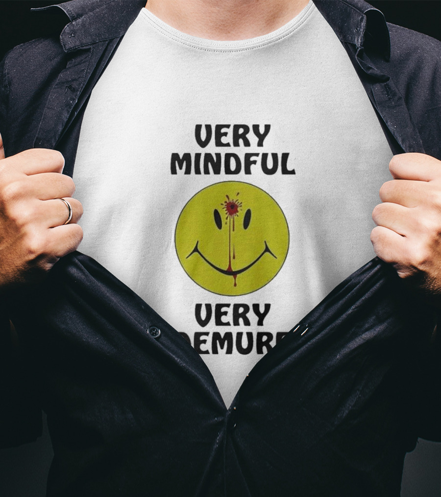 Very Mindful Very Demure Bloodied Smiley Face Icon T-Shirt