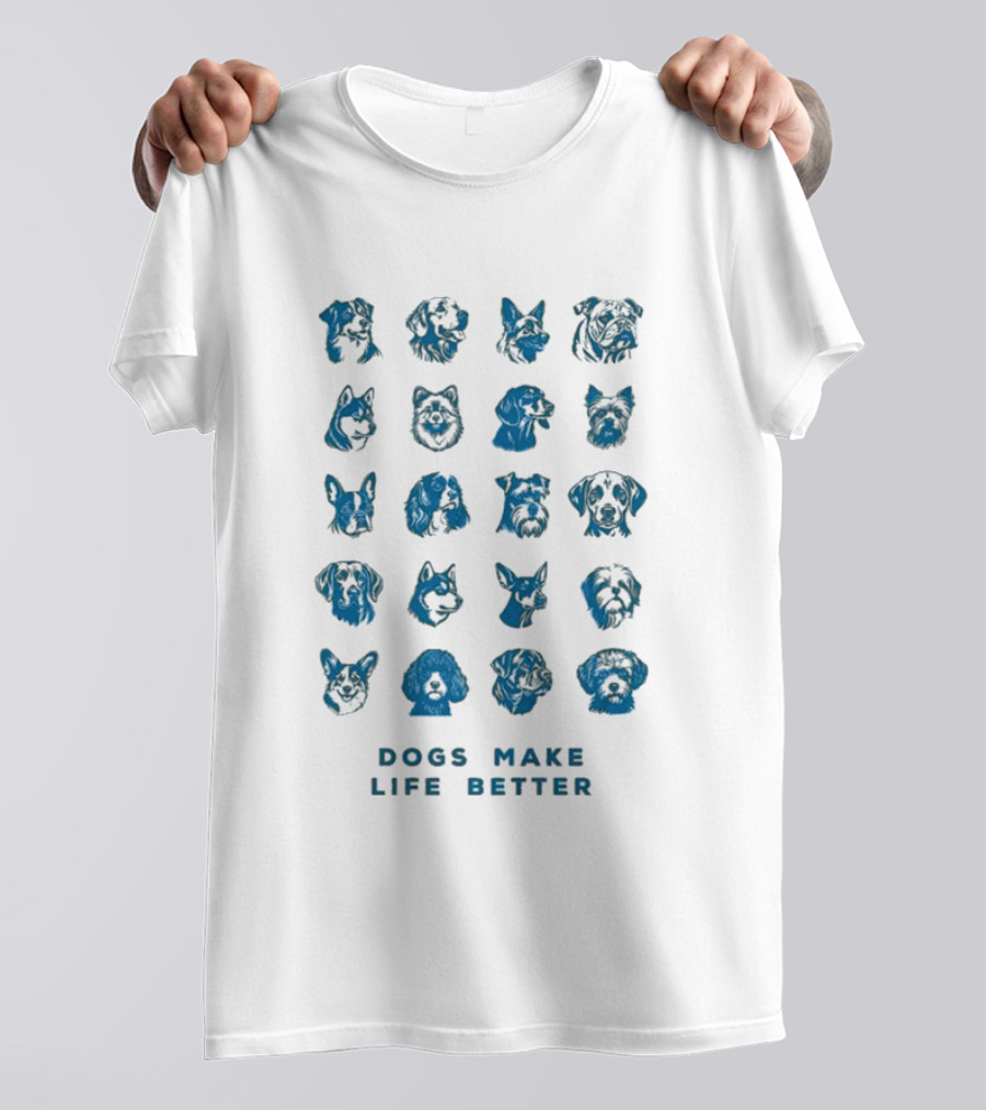 Dogs Make Life Better With Colorful Dog Faces T-Shirt