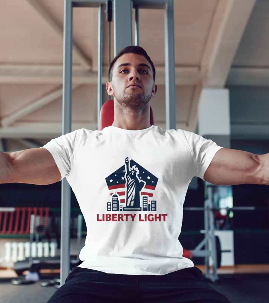 Liberty Light Statue Stars Stripes America T-Shirt