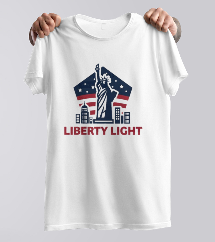 Liberty Light Statue Stars Stripes America T-Shirt