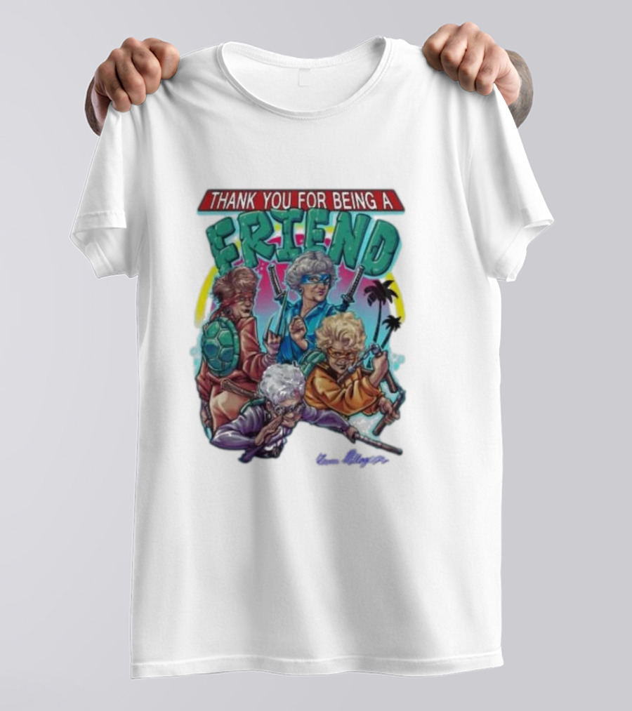 Thank You For Being A Friend Ninja Parody Music Vintage Style Characters T-Shirt