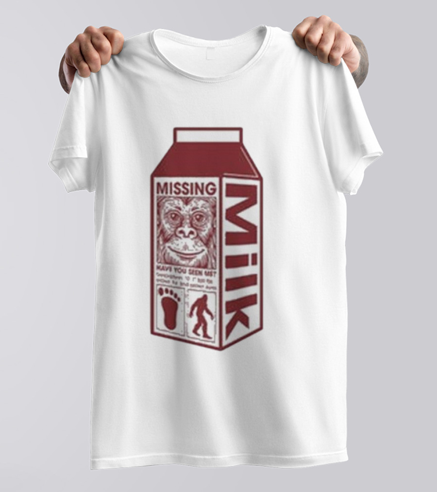 Missing Bigfoot Milk Carton Have You Seen Him Footprint T-Shirt