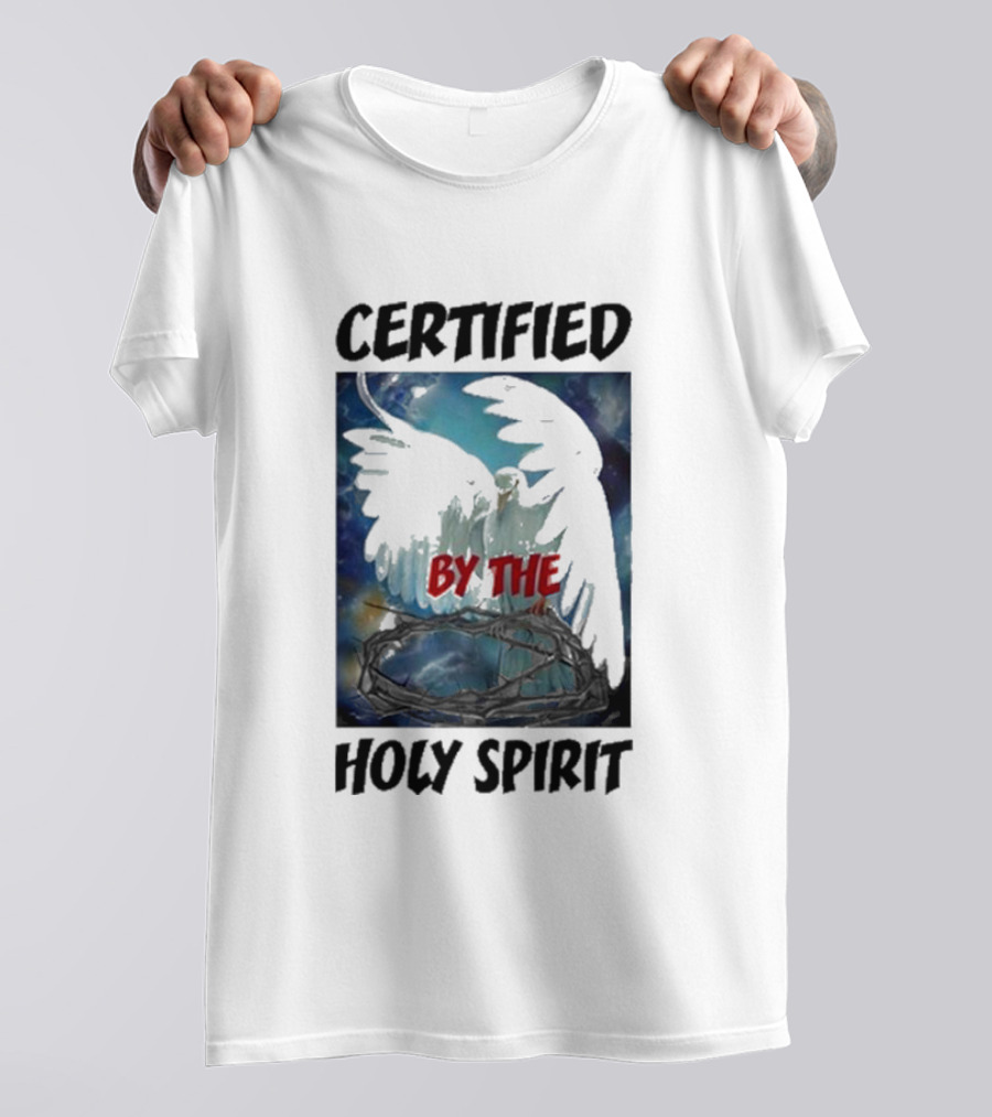 Certified By The Holy Spirit Angel Wings Cross Clouds T-Shirt