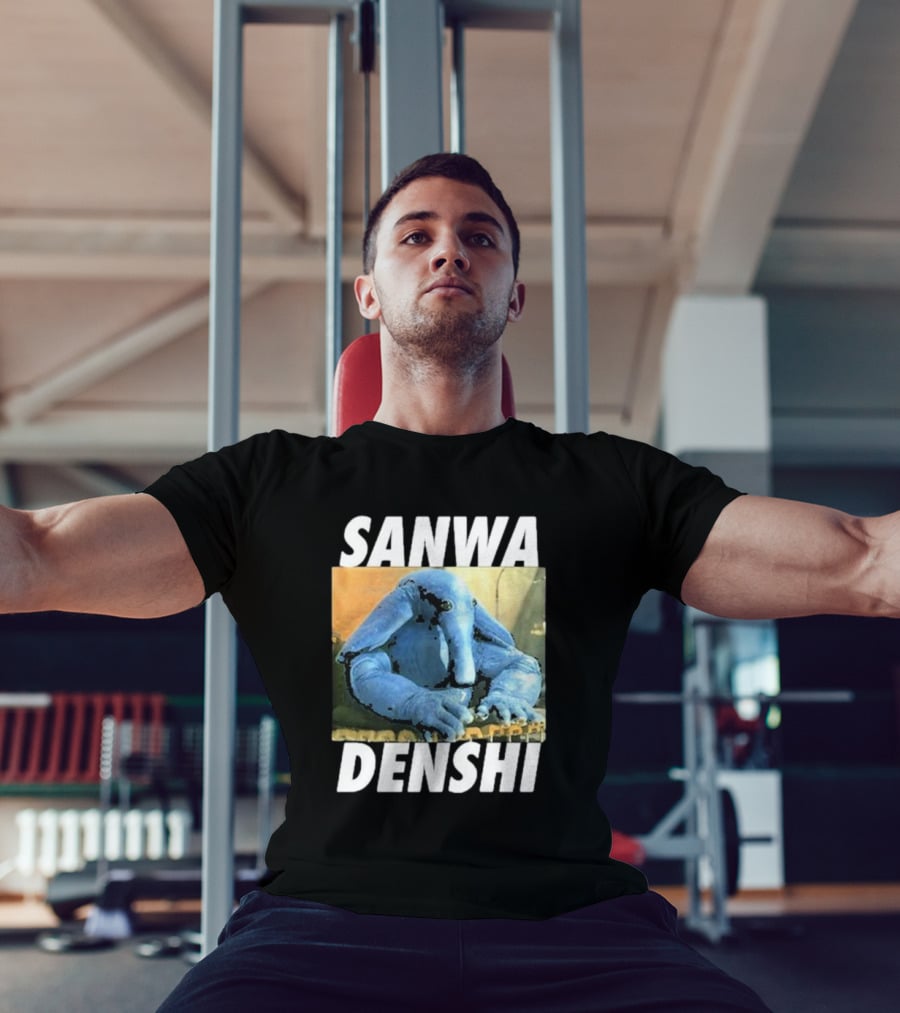 SANWA DENSHI Blue Elephant Playing Keyboards T-Shirt